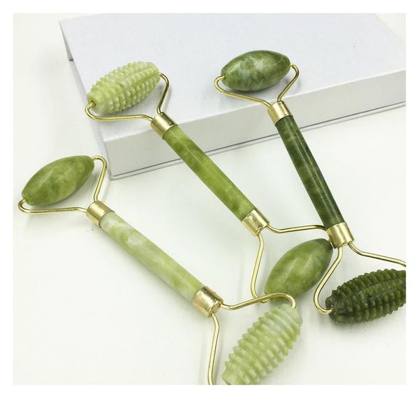 

green natural beauty double thorn head roller jade roller facial mas stones for face neck back jawline relaxation jllbzf