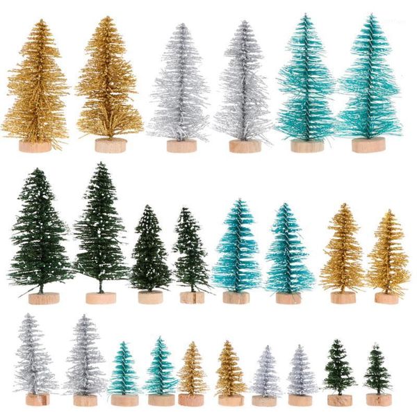 

24pcs three layers christmas trees decor lovely mini trees with wood base1