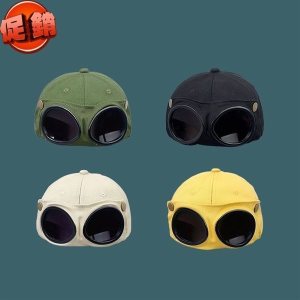 

fashionable pilot personalized glasses, duck tongue cap, sunshade army, green yuansuo style, male hat, black travel, White;black