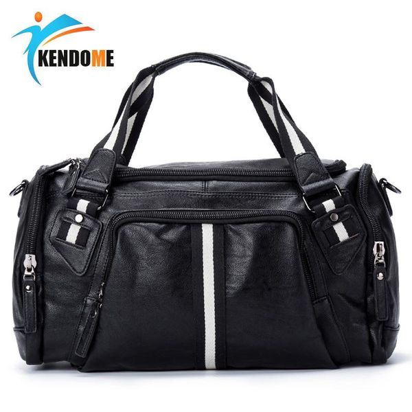 

fashio fitness gym bag pu travel handbag for women men large capacity stripe shoulder training bags bolso sac de sport sporttas