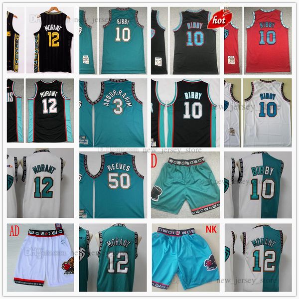

mitchell&ness 1998-99 basketball shareef 10 bibby jersey white ja 12 morant mike 3 abdur rahim retro green 50 reeves stitched black orange r, Black;red