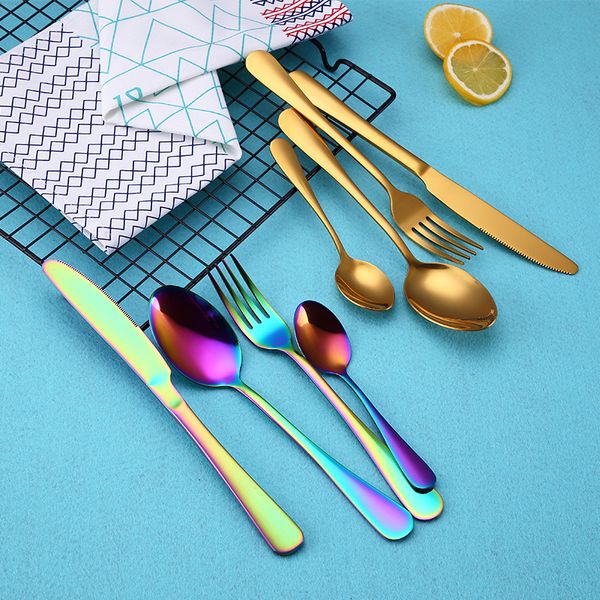 

4 pcs/set stainless steel cutlery steak cutlery fork spoon tableware set polishing high-quality tableware dinnerware set vtky2342