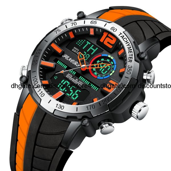

2020sn150 business sports multi function double display men's watch, Slivery;brown