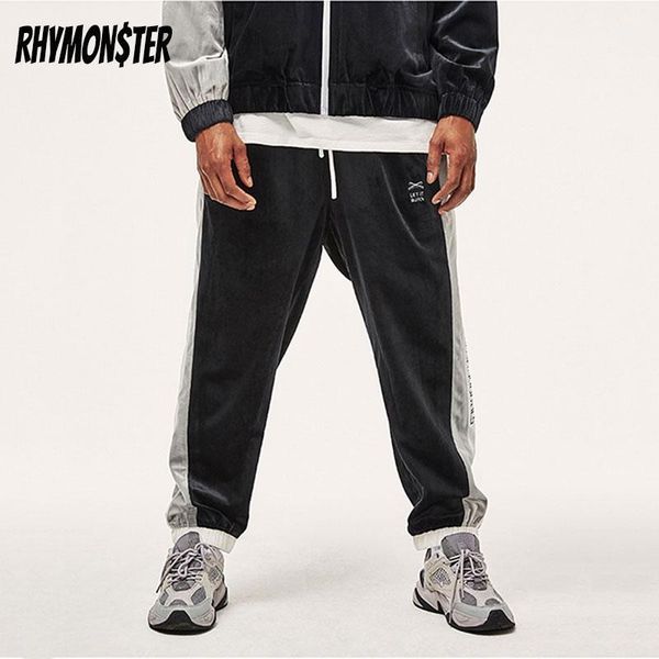 

men's pants rhymonster x redcharcoal velvet drawstring trousers1, Black