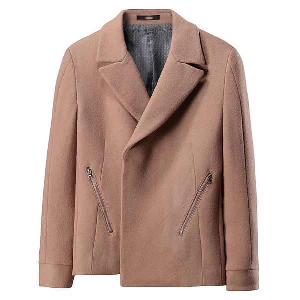 

men's wool & blends winter fall fashion mens clothing , casual camel woolen coat jacket for men autumn 2xl coats, Black