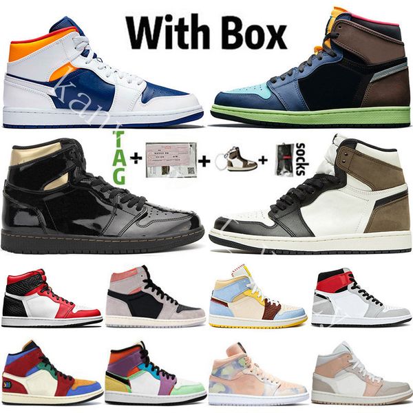 

2020 new arrival jumpman high og 1 1s tokyo bio hack unc mens basketball shoes dark mocha obsidian south beach sports trainers sneakers shoe, Black