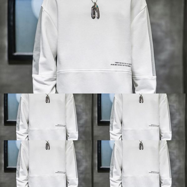 

mqynw long-sleeved t-shirt spring t-shirt sweater men's and round 2020 handsome korean style trendy ins loose casual new trendy brand a, Black