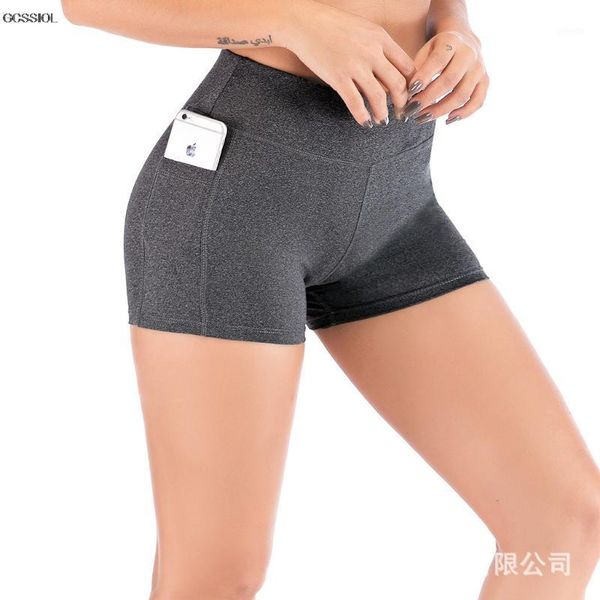 

yoga outfits pocket gym shorts seamless fitness high waist short pants scrunch buspandex workout legging clothing for women1, White;red