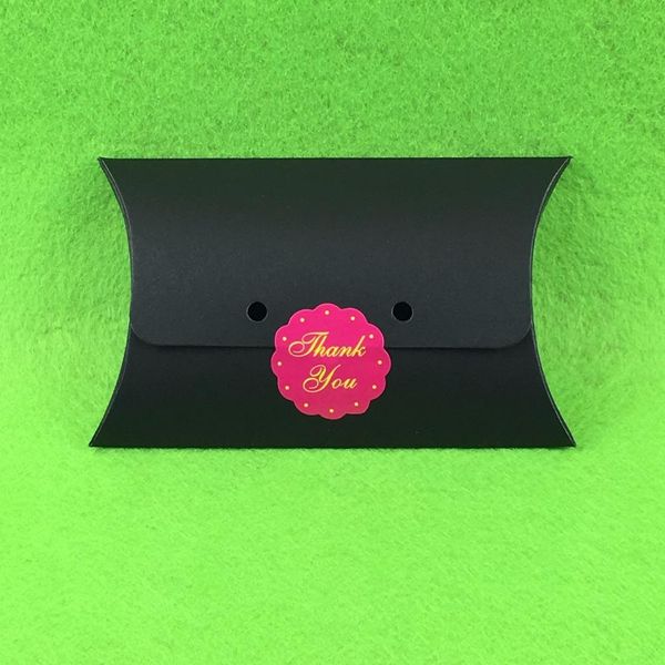 

50pcs lot 12.582.5cm black pillow box with stickers blank display gift package boxes carry case diy bbybbp sweet07