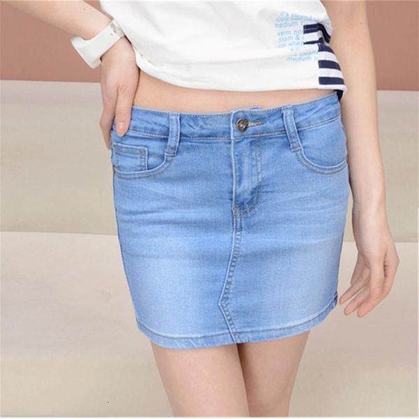 

mini summer female solid short denim jeans skirts ladies elastic high waist slim hip casual skirts plus size xxxxl women's jeans, Black