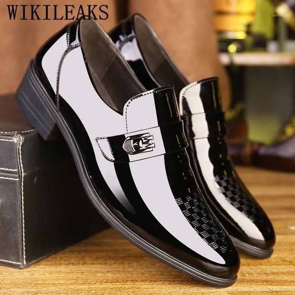 

mens dress shoes office party italian charol designer formal shoes men loafers man sapato social masculino herren schuhe1, Black