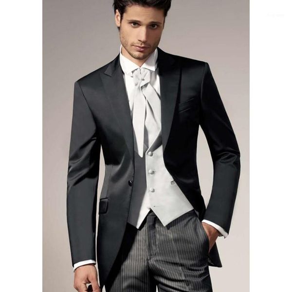 

classic style one button black groom tuxedos groomsmen mens wedding suits prom dress (jacket+pants+vest+tie) a0741, White;black