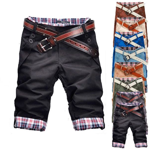 

2020 men's new summer slim casual flanged plaid trendy pants, White;black