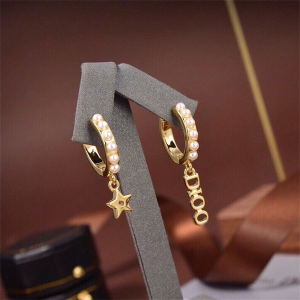 

gold asymmetric earrings new red pearl earrings, Golden