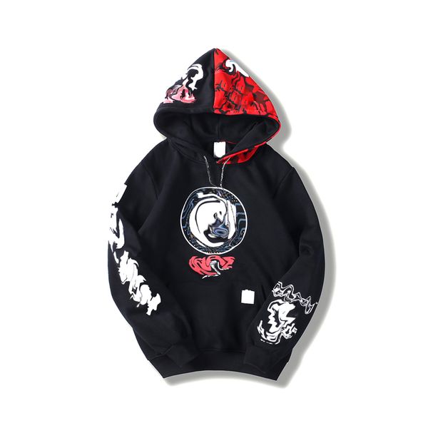 

men's hoodies fashion pure black & red color ape character letter print men streetwear 2020 new women trendy sweatshirts
