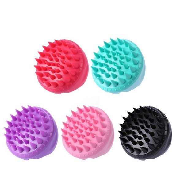 

1pc sile scalp massage brush comb shampoo shower hair washing brush comb bath spa slimming hair scalp massa jllqml, Silver