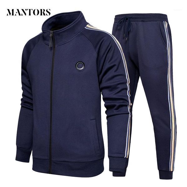 

new tracksuits men set casual fleece hoodies+pants sets autumn sweatshirt mens sportswear suit male solid stripe sporting suits1, Gray