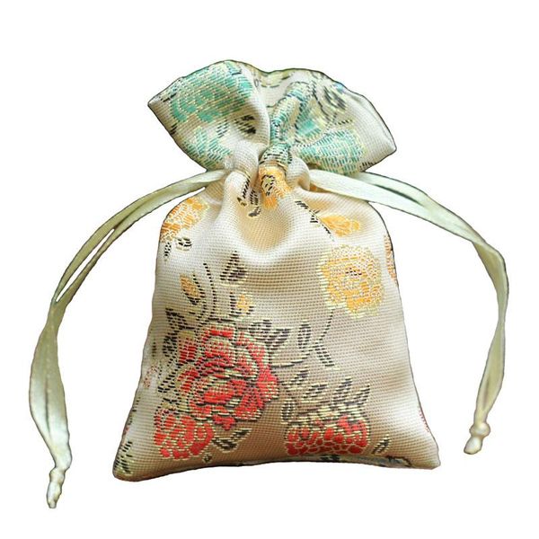 

10pcs cute drawstring mini chinese silk pouch wedding party candy favor bags gift chocolate packaging empty spices pack wholesal