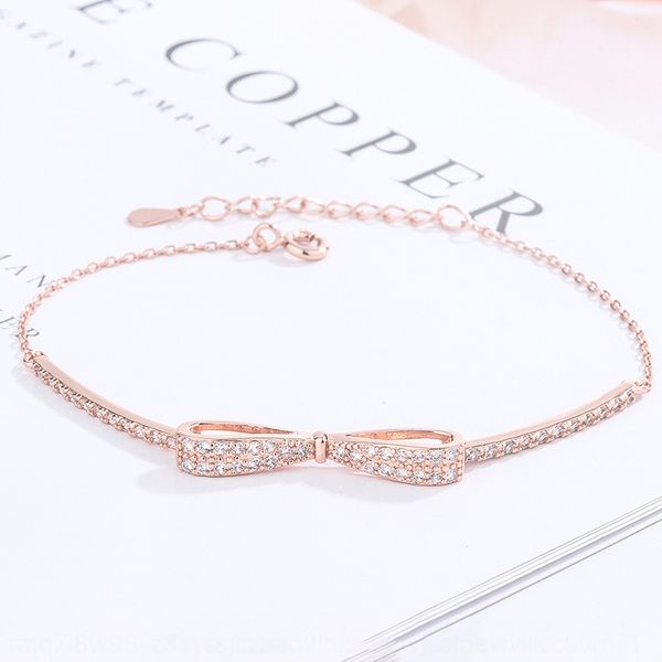 

korean version s925 sterling silver bow tie female hand ornaments gifts vibrato tiktok bracelet accessories bracelet simple personality ins, Golden;silver