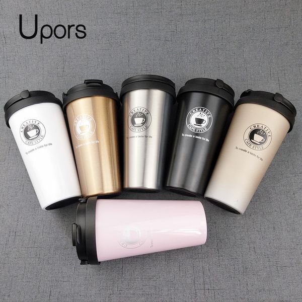 

upors 500ml coffee creative 304 stainless steel travel mug double wall vacuum insulated tumbler wide mouth tea cup with lid q1218