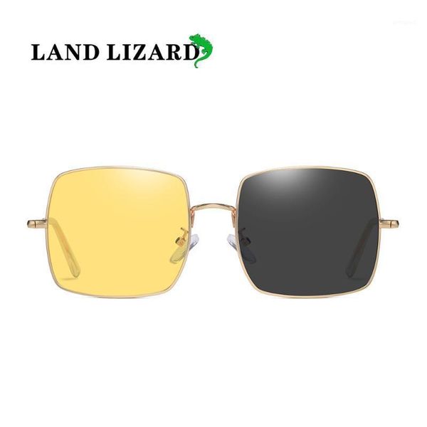 

sunglasses polarized metal large frame women fashion color pochromic glasses driving night vision land lizard1, White;black