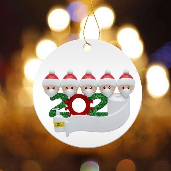 

pvc christmas tree decoration diy name faimly of 2 3 4 5 greeting santa claus wearing mask ornament christmas home decor sea shipping dda558