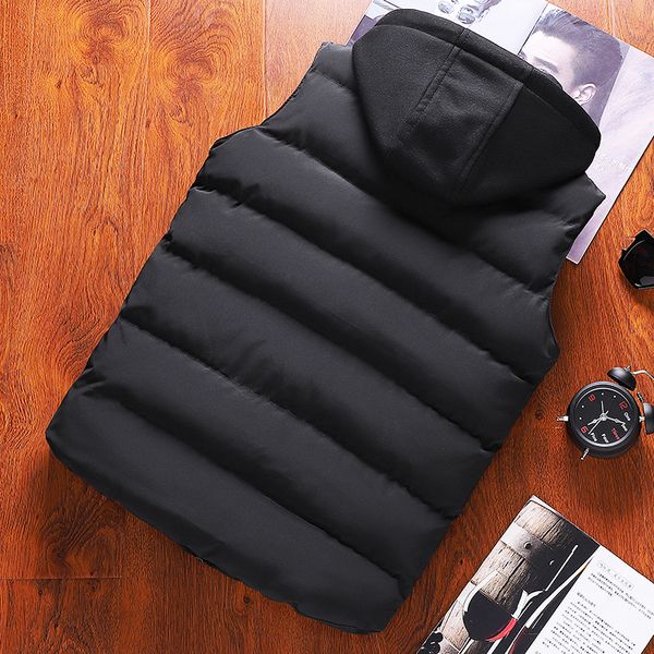 

2021 new inverno capuz colete chapu destacvel quente sem mangas jaquetas homens de qualidade masculino coletes nddl, Black;white