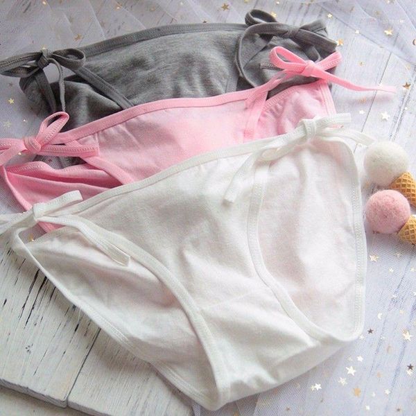 

little tail cotton briefs women side tie close panties cute1, Black;pink