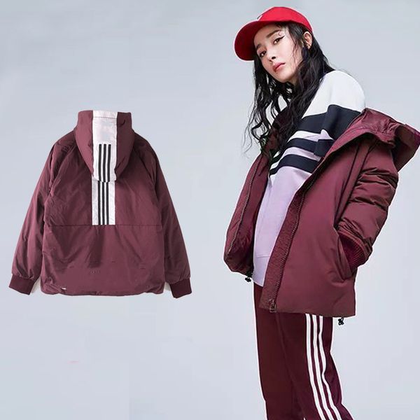 

new yang mi same down women's and men's short hooded thickened winter cotton padded jacket, Black;brown