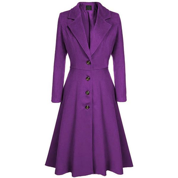 

xuxi elegant women mix warm winter mix long coat neck back coat a breast woman office work swing female overcoat manteau fz764 201103, Black