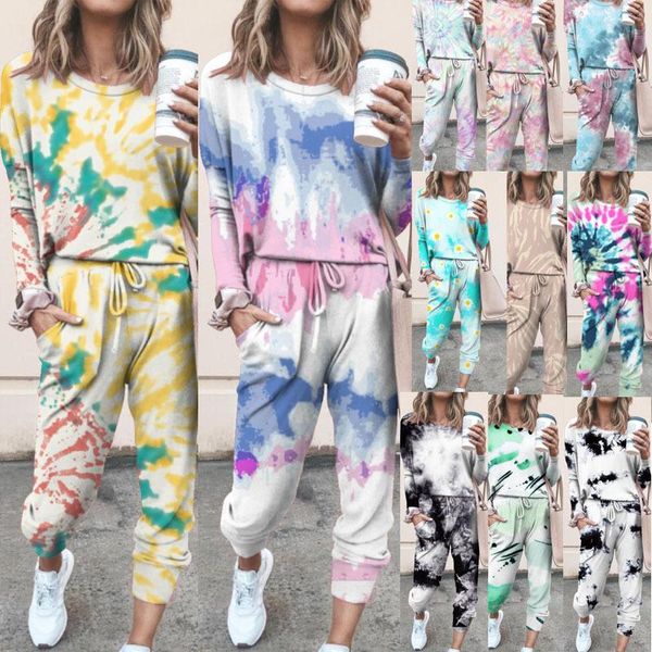 

women long sleeve suit fashion printed casual 2 piece set tracksuits designer autumn and winter t shirt trouser leisure home wear plue size, Gray