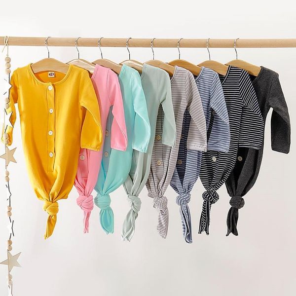 

newborn infant baby girl boy cotton dovetail jumpsuit sleeping bag solid stripe sleepwear cute 11 colors1