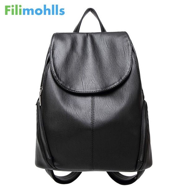 

leather women backpack large capacity travel backpacks simple shoulder bags for girls fashion pack mochila s2040