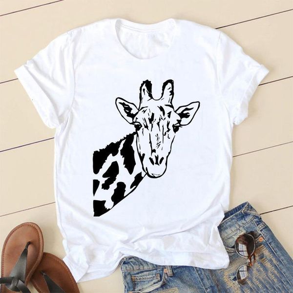 

giraffe print white women t shirts women's summer harajuku cute animal pattern t shirt female casual short sleeve