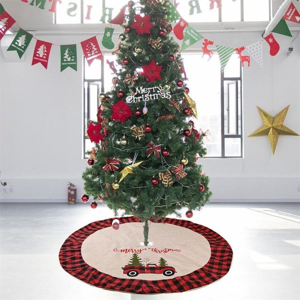 

christmas xmas ornaments 48 inches tree skirt plaid double layer checked christmas decorations for home dropshipping