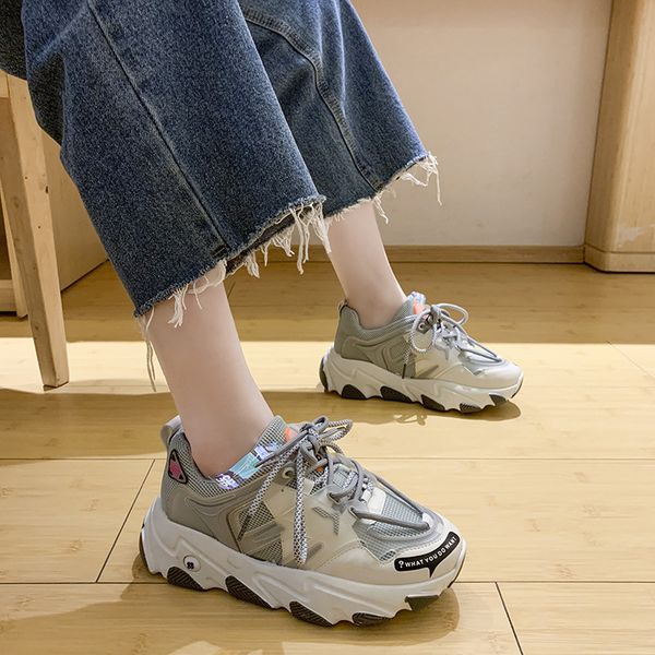 

2020 women's thick slippers, green slippers, women's platforms, informal slippers, designer shoes, dad's laces, women's, Black