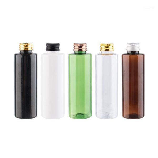 

150ml aluminum screw lid refillable bottles lotion container 150cc shampoo shower gel bottle white green brown bottles cosmetics1