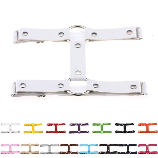 

fashion women elastic leather leg garter solid color harajuku thigh-high double belts round rings stocking garters, Black;white