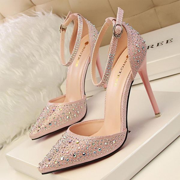 

dress shoes women pumps high heels woman silver rhinestone wedding party summer hight pimp, Black