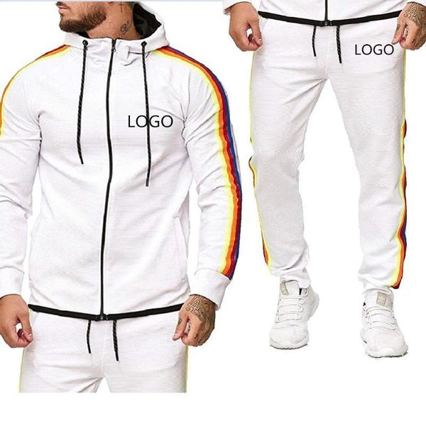

men's tracksuits spring autumn men's sweatshirt suit can custom logo printing fashion casual cotton jackets pants 2 piece, Gray
