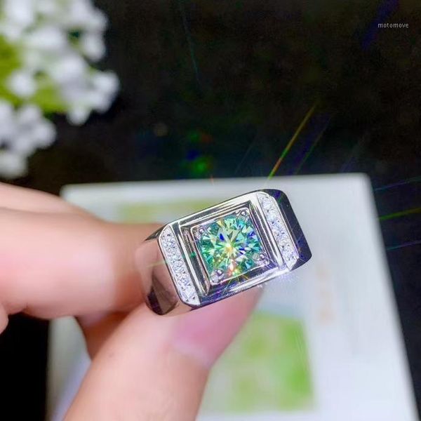 

cluster rings man ring muscular strong power flashing moissanite gem 925 sterling silver shiny better than diamond christmas gift1, Golden;silver