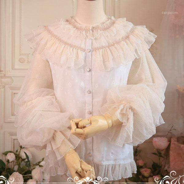 

sweet white lolita blouse vintage sheer long sleeve chiffon shirt for women1