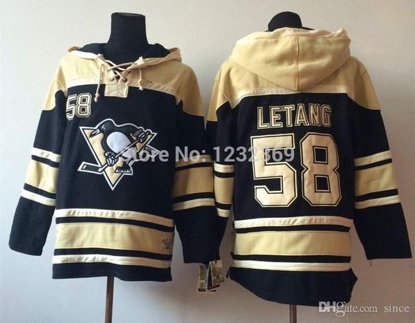 

2016 pittsburgh #58 kris letang black sawyer hooded sweatshirt stitched custom any name any number jersey men women kids, Black;red