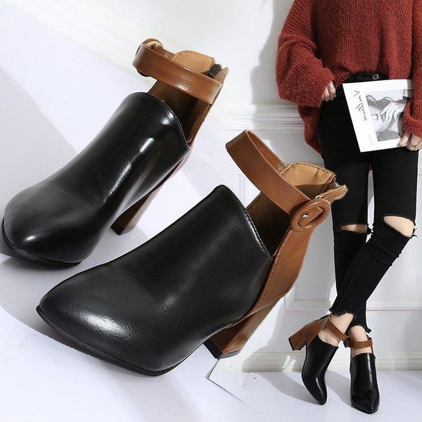 

boots autumn 2021 winter snow ladies pointed toe high-heeled women's women shoes, Black