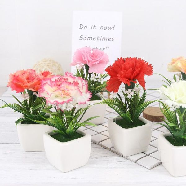 

flone artificial fake bonsai carnation flowers valentines day gift potted christmas decoration home decoration accessories1