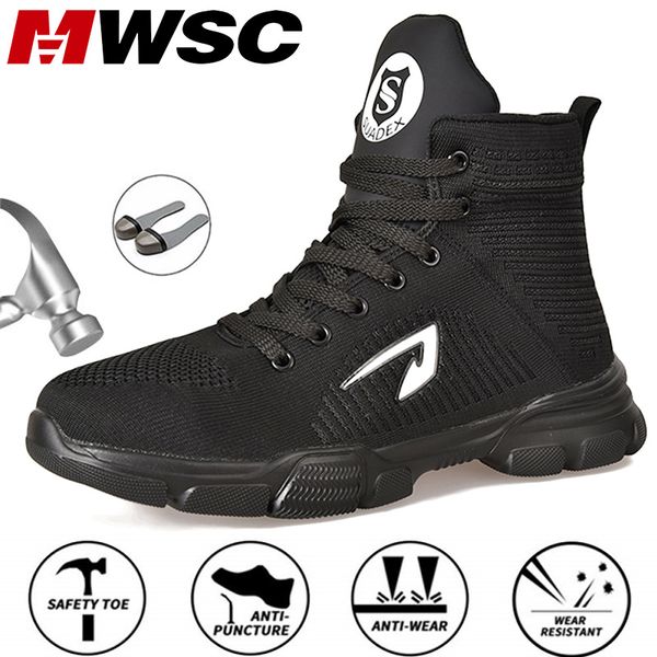 

mwsc safety work boots shoes for men indestructible steel toe cap shoes all season working boots security work shoes big size 48 c1023, Black