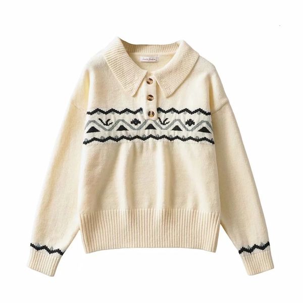 

2021 new autumn winter in europe and the geometric jacquard lapel thickening tt1663 pullovers render unlined upper garment 09fl, Black;white