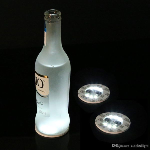 

6 leds bottle coaster lights, discs lights sticker for wine liquor bottle, or other clear glass decoration