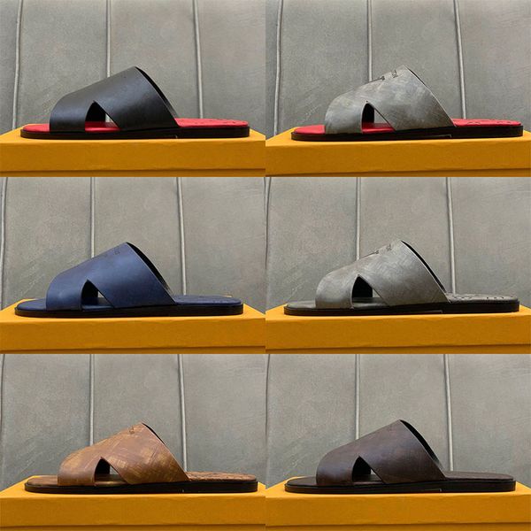 

beach designer men slippers mens genuine leather flip flops ladies slide sandal mens slides sandals size 38-46, Black
