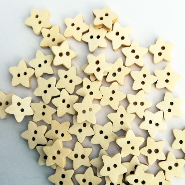 

50pcs new natural wooden buttons cute star shape scrapbooking diy craft sewing accessories 2 holes diy clothing acc jllxbc, Blike;white